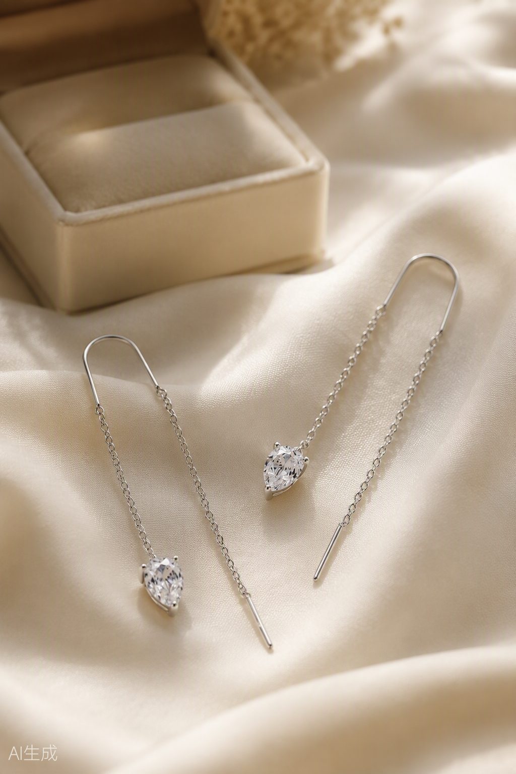 Pear CZ Threader Earrings 5