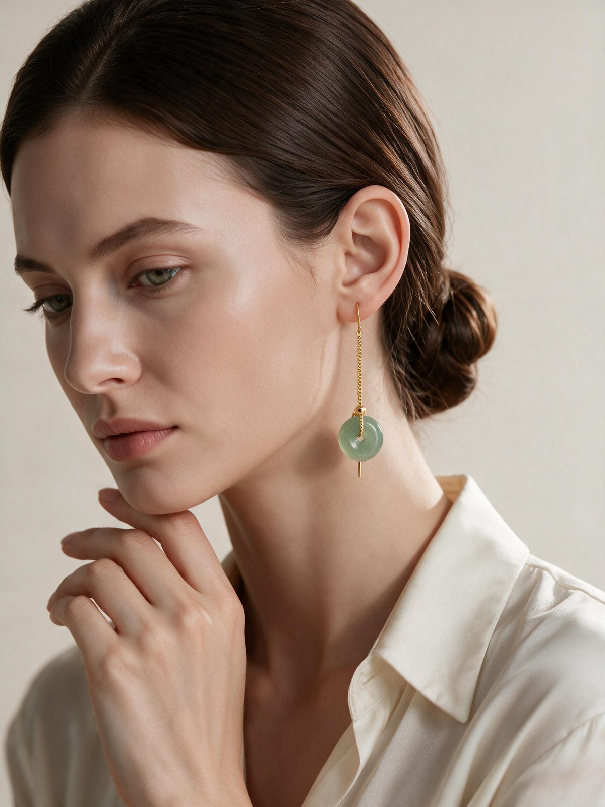 Jade Threader Earrings 3